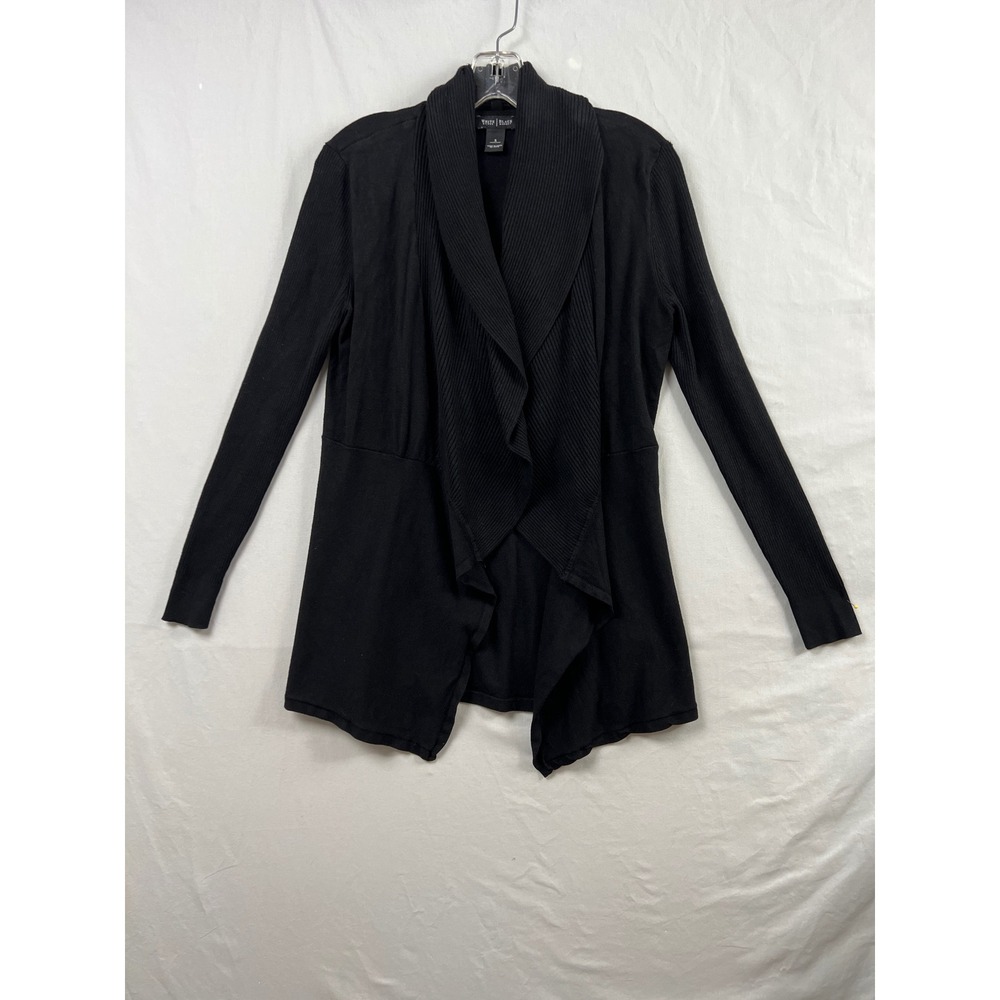 White House Black Market Cardigan Women S Black Draped Ribbed Shawl Collar